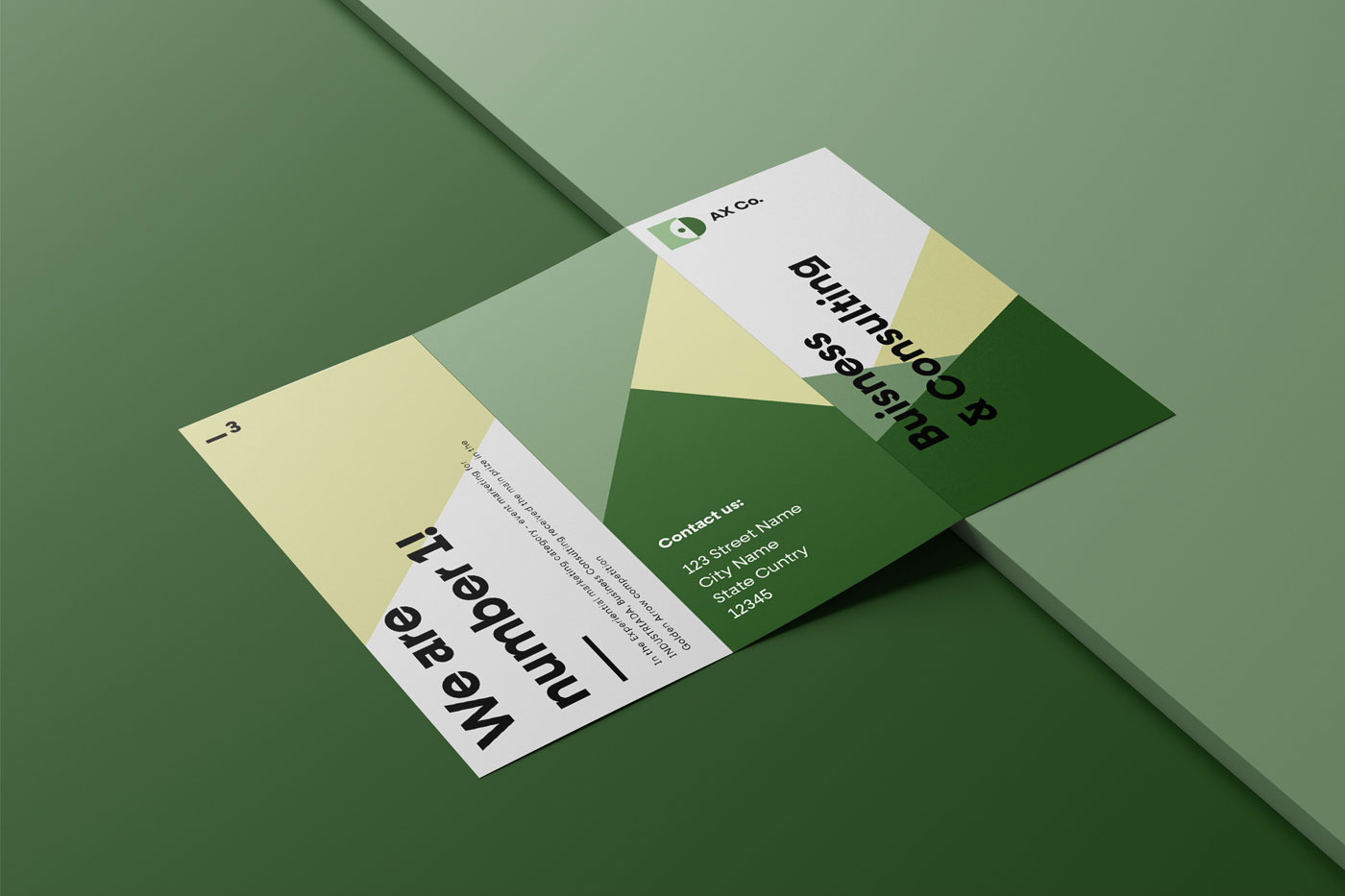 Tri-fold Brochure Lying on a Surface Mockup FREE PSD
