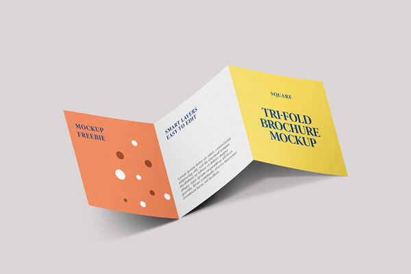 Tri-Fold Spread Square Brochure Mockup FREE PSD