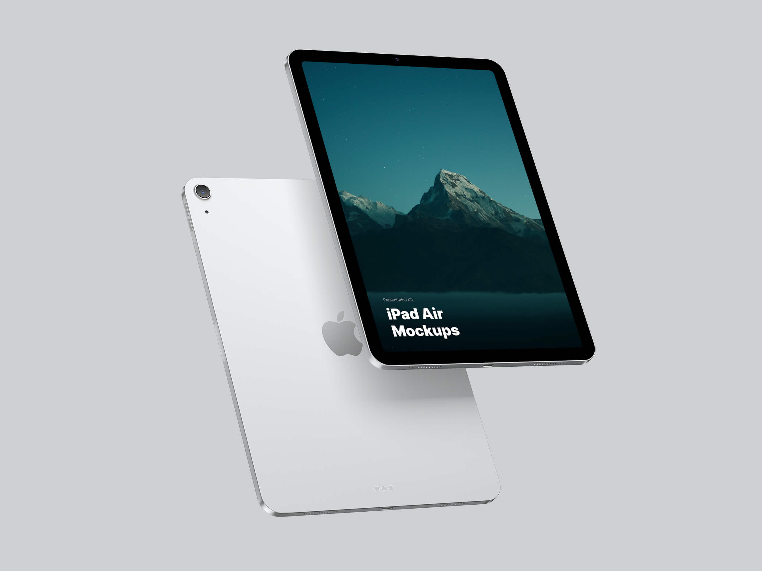 Two Floating iPad Showcasing Back and Front Scene Mockup FREE PSD