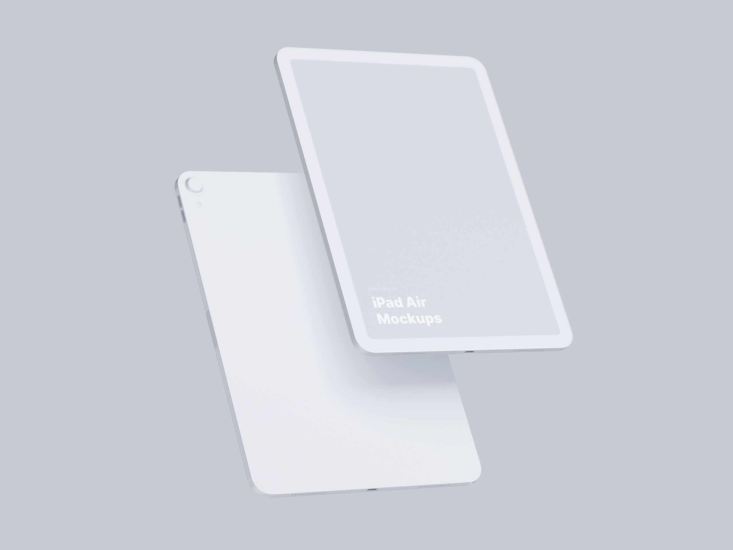 Two Floating iPad Showcasing Back and Front Scene Mockup FREE PSD