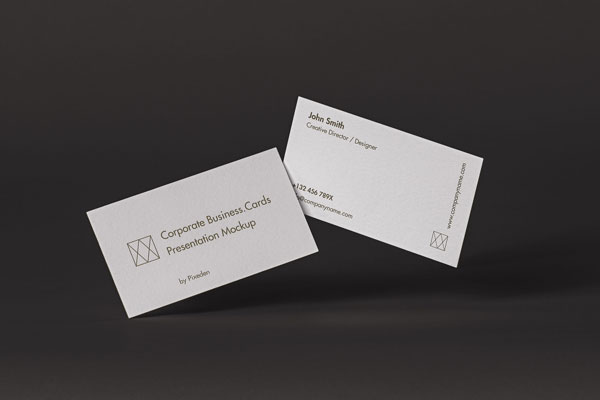 Two Overlapping Horizontal Business Cards Mockup FREE PSD