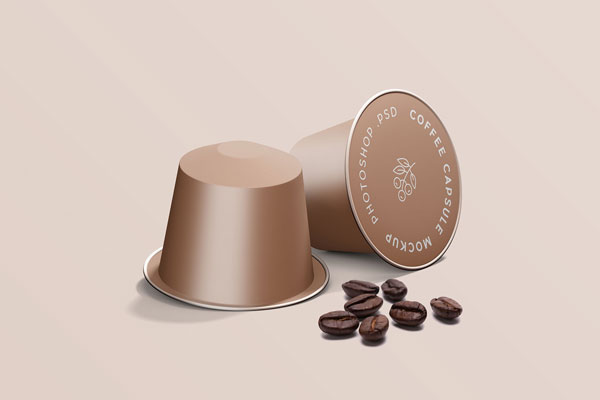 Two Realistic Espresso Coffee Capsule Mockup FREE PSD