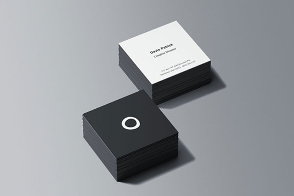 Two Square Business Card Stacks Mockup In Black And White FREE PSD