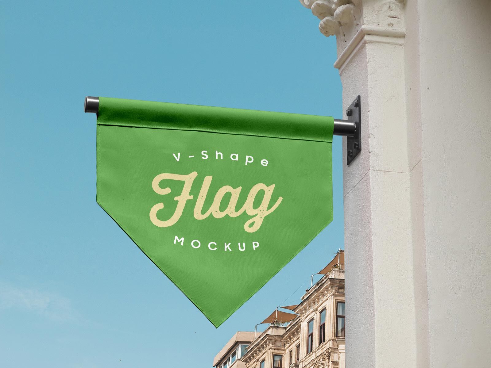 V Shape Hanging Flag Banner Logo Mockup FREE PSD