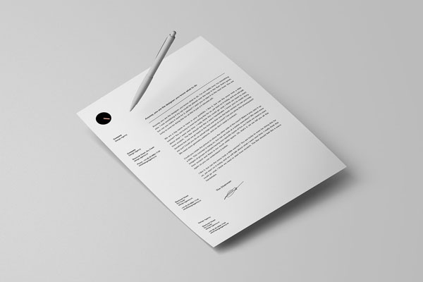 White Letterhead Mockup Along With A Floating Pen FREE PSD