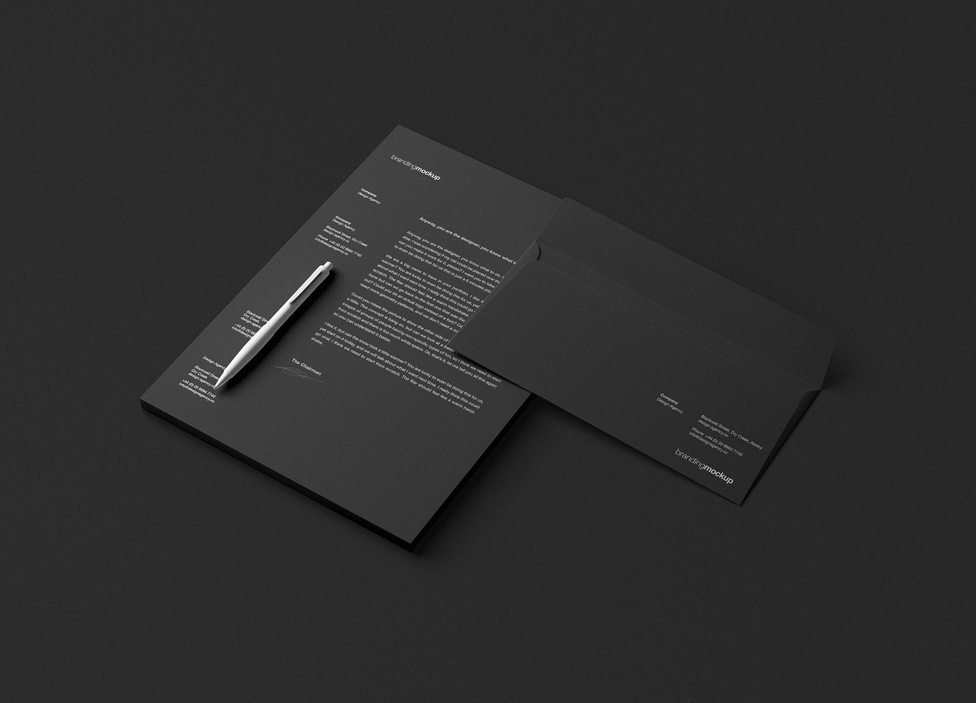 White Letterhead Mockup Along With A Pen And Envelope FREE PSD