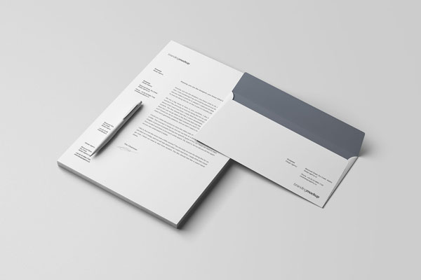 White Letterhead Mockup Along With A Pen And Envelope FREE PSD