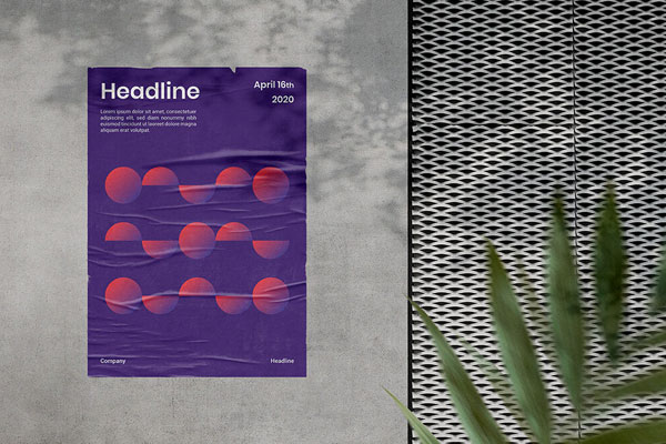 Wrinkled Poster Mockup Free PSD