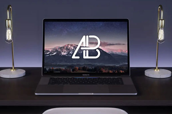 2017 Macbook Pro On Desk Mockup FREE PSD