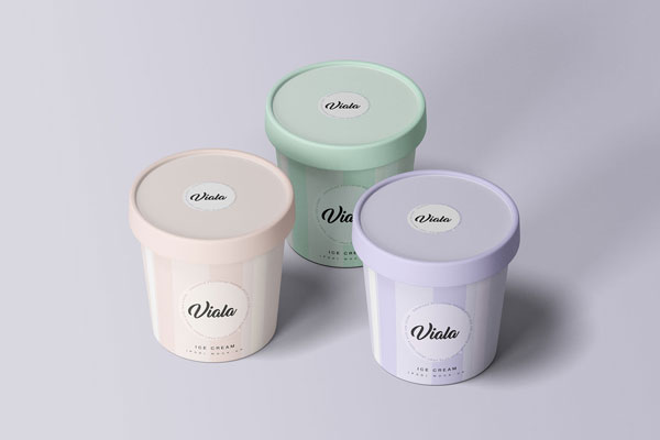 3 Ice Cream Cups Mockup In 3 Pastel Colors FREE PSD