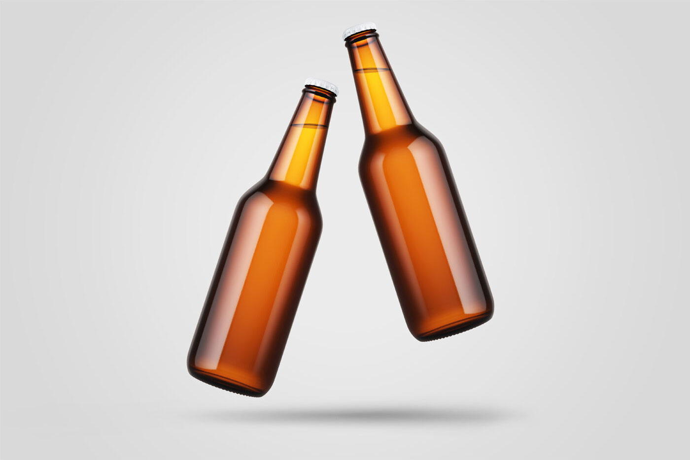 A Pair of Classic Levitating Beer Bottle Mockup FREE PSD
