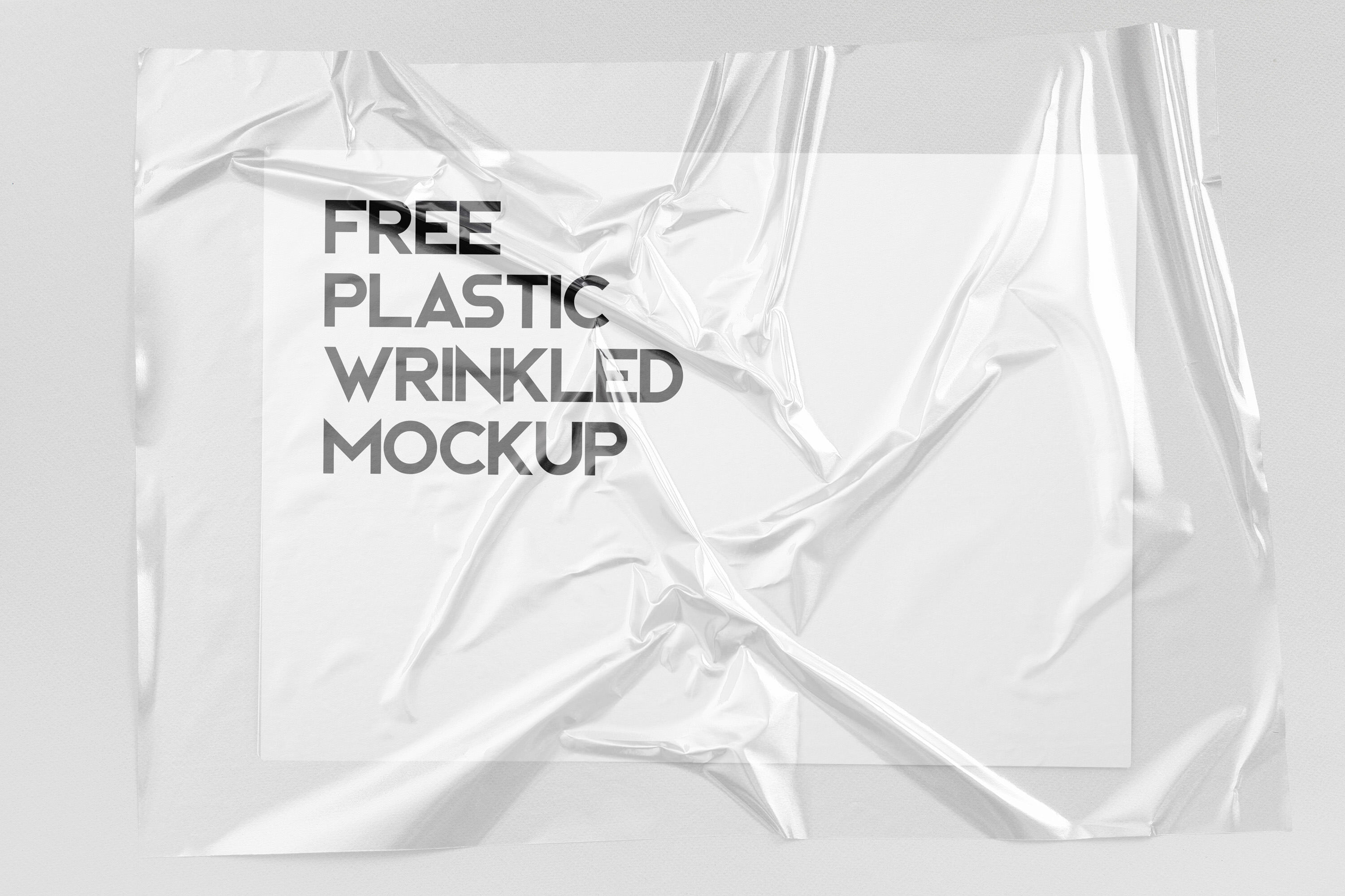 A Paper Located Underneath a Wrinkled Transparent Plastic Mockup FREE PSD
