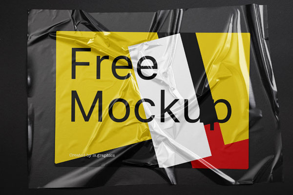 A Paper Located Underneath a Wrinkled Transparent Plastic Mockup FREE PSD