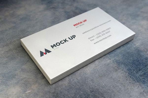 A Sack of Realistic Business Cards on a Stone Texture Mockup FREE PSD