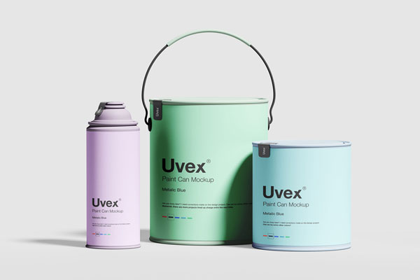 A Set of Customizable Paint Packaging Mockup FREE PSD