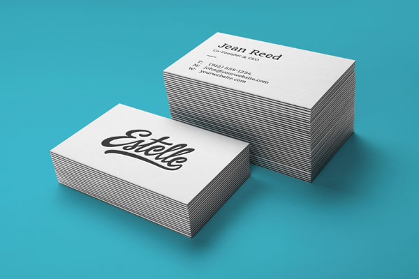 A Stack Of Letterpress Business Cards Mockup FREE PSD