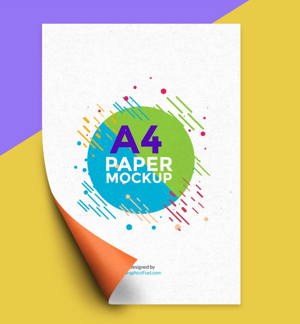 A4 Paper Mockup with Fold Marks or Curled Corner FREE PSD