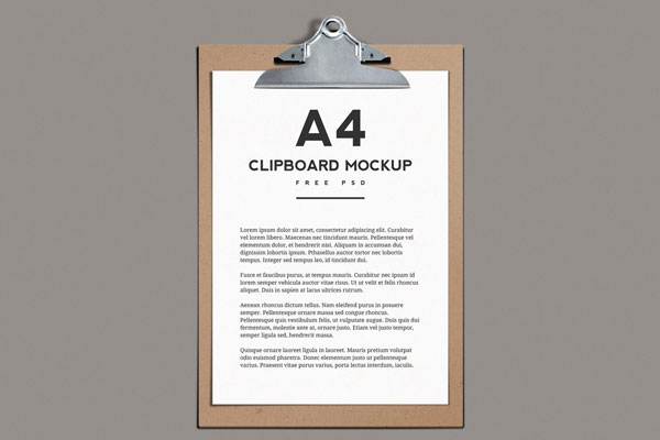 A4 Paper on a Clipboard Mockup FREE PSD