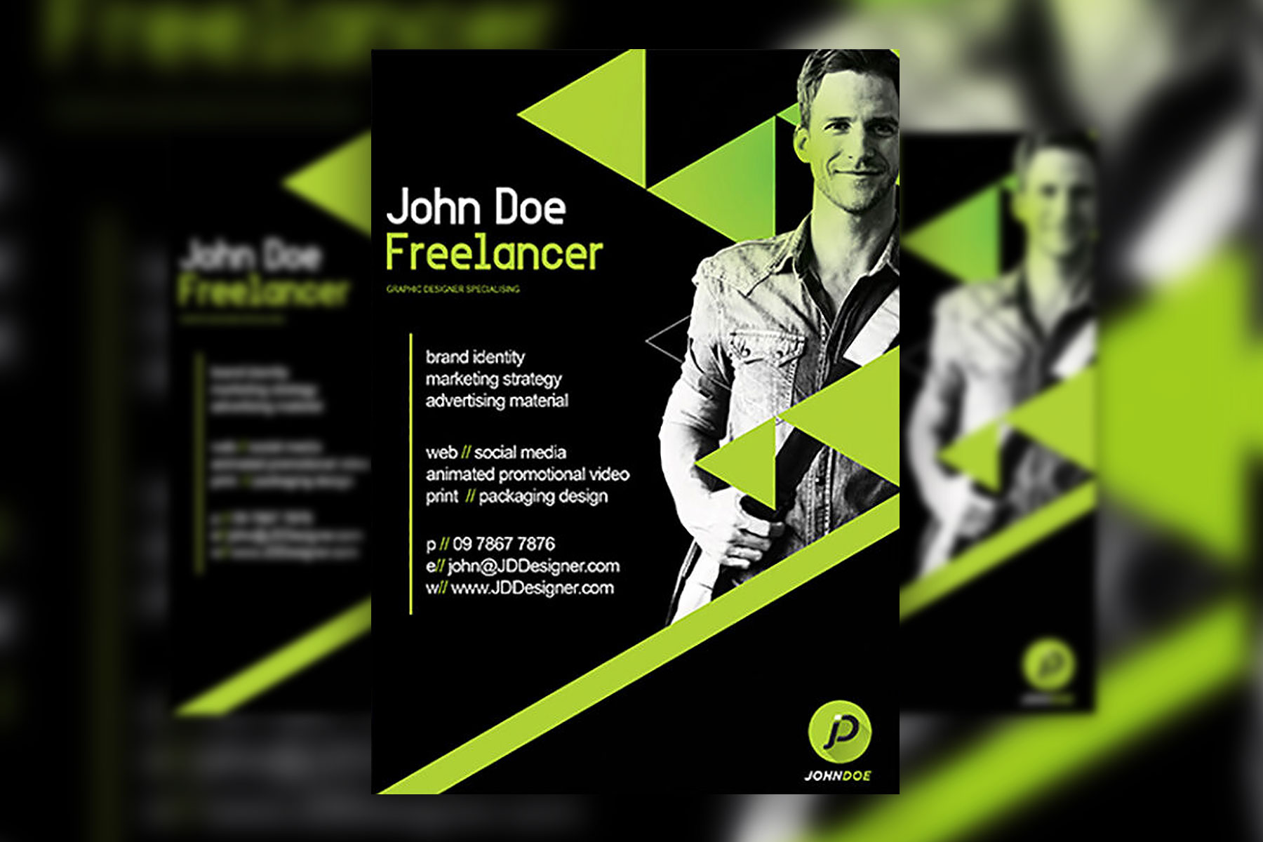 Abstract Freelancer Flyer Template in a Green, Black Theme (FREE) -  Resource Boy