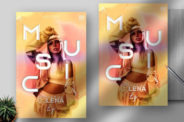 Abstract Futuristic Music Event Flyer Template FREE PSD