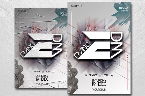 Abstract Geometric Electro Party Flyer Template FREE PSD