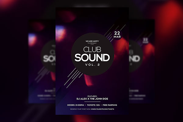 Abstract Sound Club Flyer Designed With Colors and Strips FREE PSD