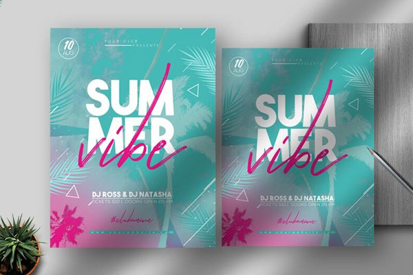 Abstract Tropical Summer Event Flyer Template FREE PSD