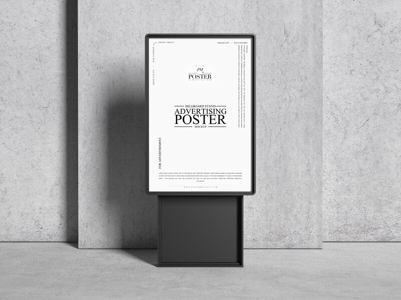 Advertising Billboard Stand Poster Mockup In Black FREE PSD