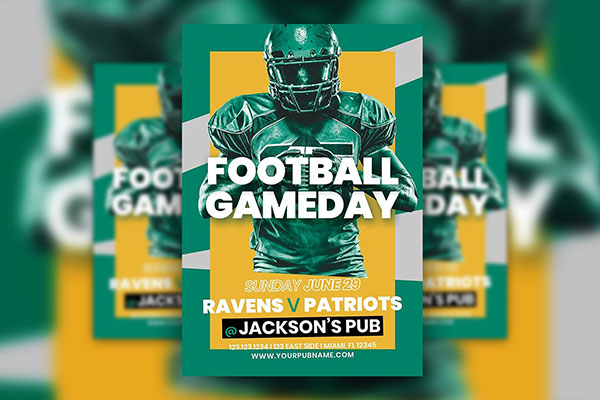 American Football Flyer Template with Green Theme FREE PSD