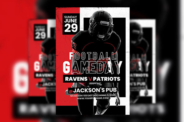American Football Game Flyer Template with Vintage Background FREE PSD