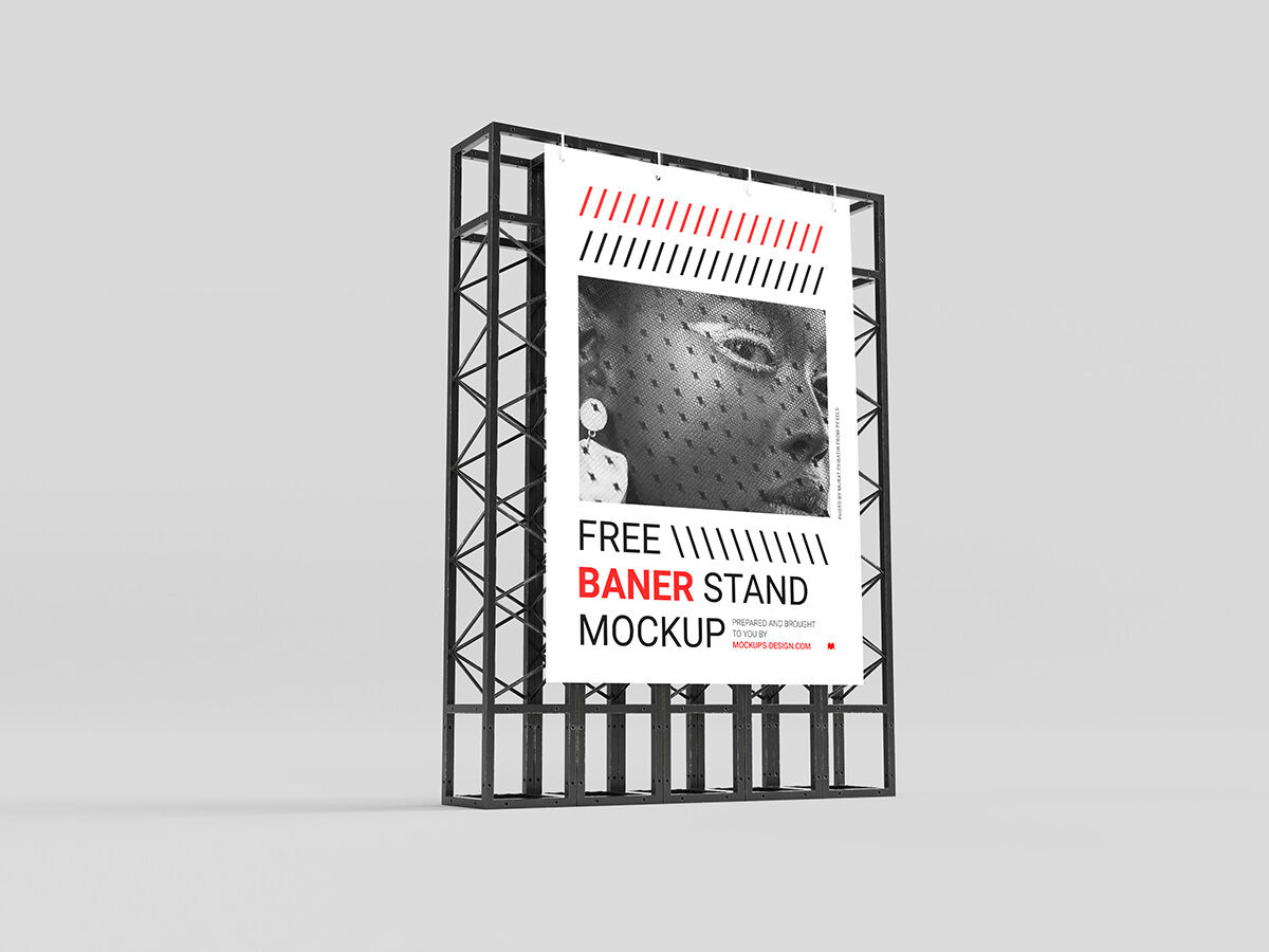 Banner Mockup with fashionable design and metallic stand FREE PSD