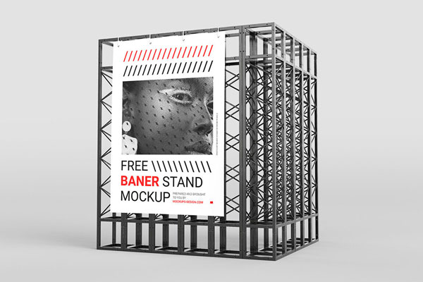 Banner Mockup with fashionable design and metallic stand FREE PSD