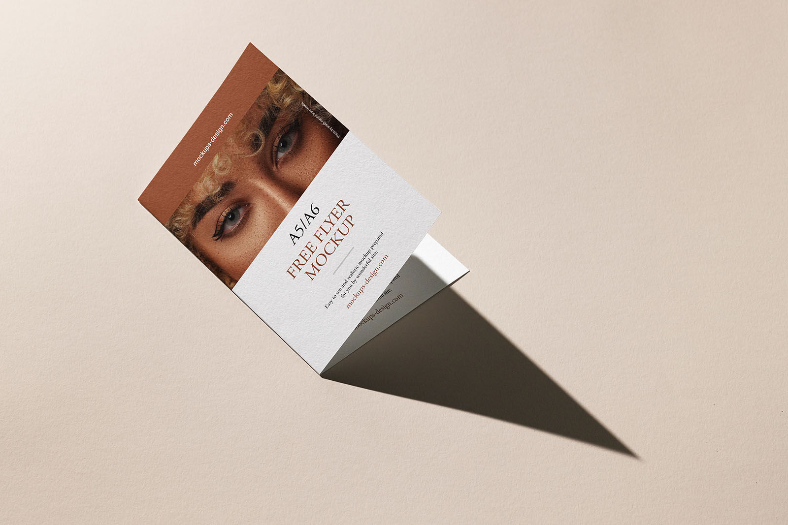 Bi Fold Flyer With realistic Shadow Mockup FREE PSD