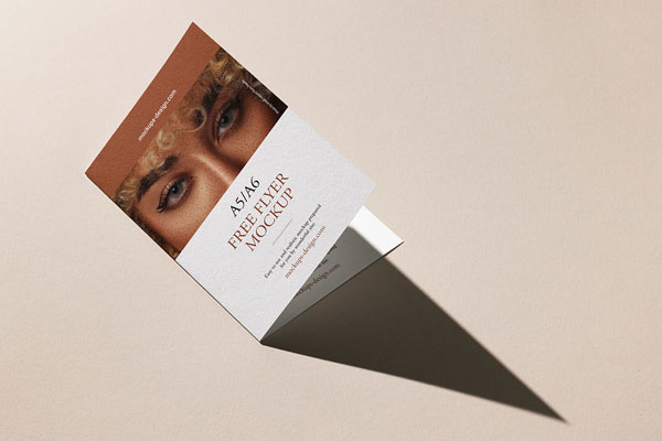 Bi Fold Flyer With realistic Shadow Mockup FREE PSD