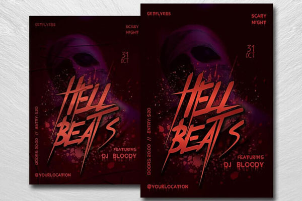 Black and Red Halloween Night Flyer Template FREE PSD