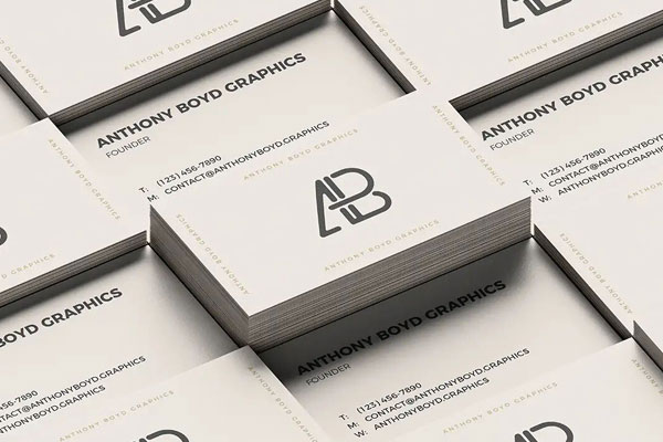 Black and White Grid Business Card Back and Front View Mockup FREE PSD
