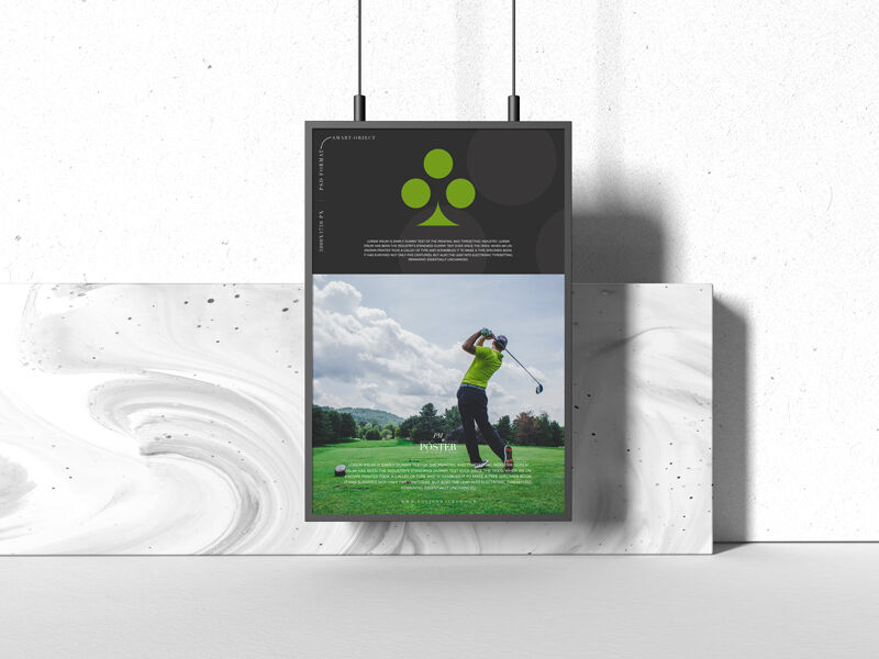 Black Hanging Identity Poster Mockup FREE PSD