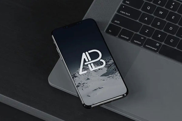 Black Iphone X On Macbook Pro Mockup FREE PSD