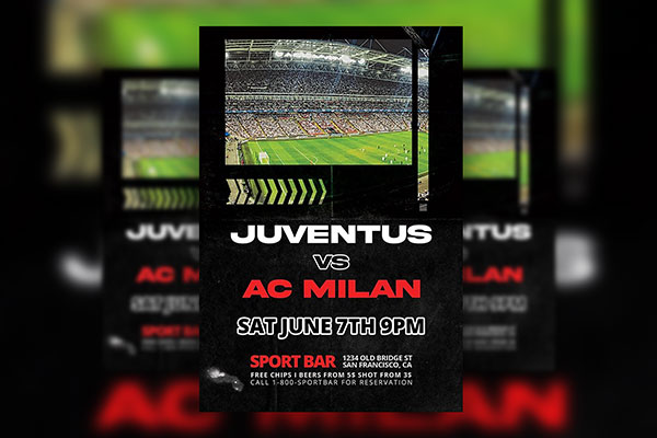Black-themed Soccer\ Sports Events Flyer Template FREE PSD