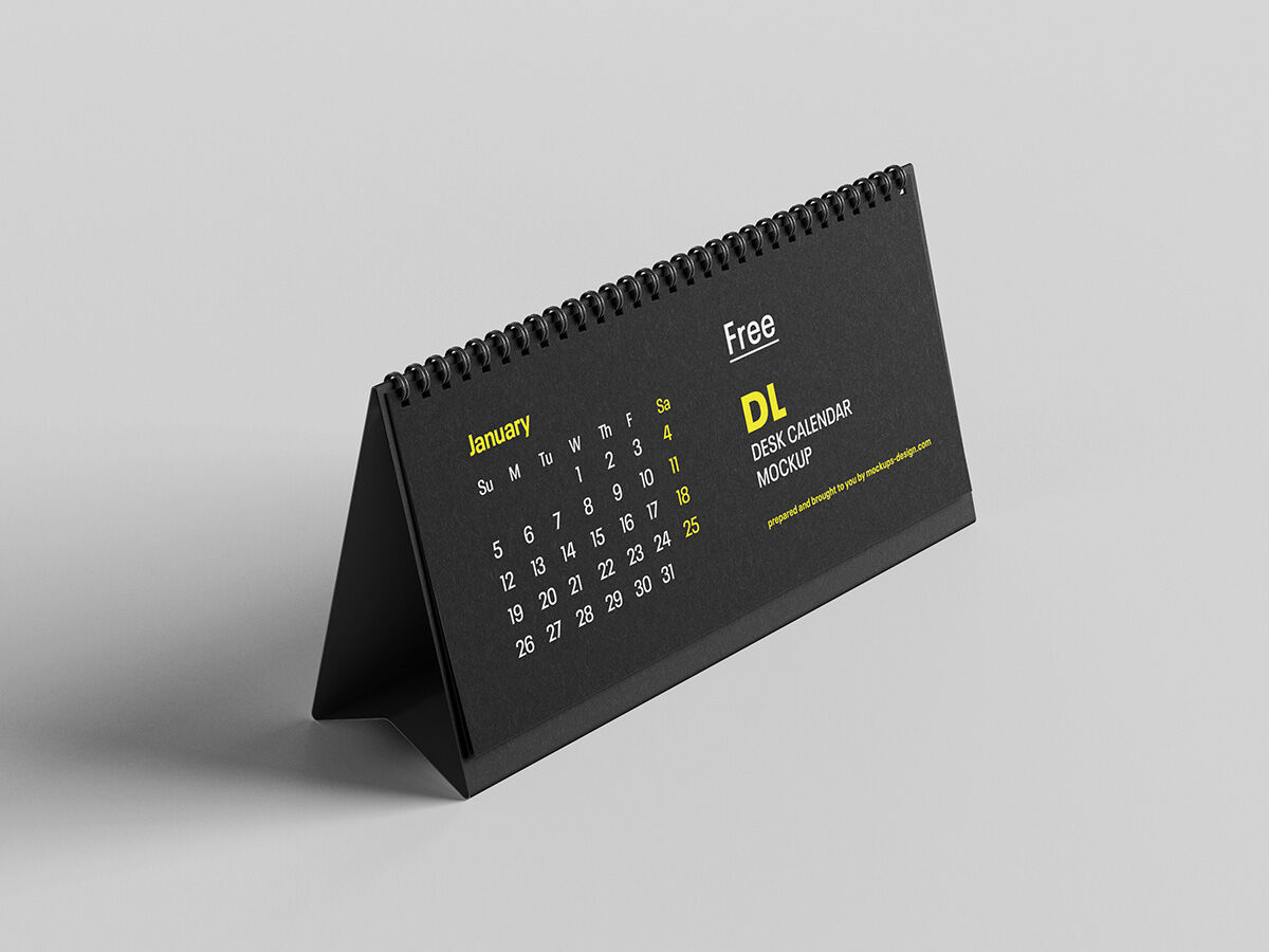 Black Vertical Desktop Calendar Mockup FREE PSD
