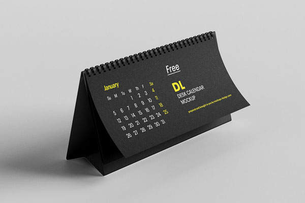 Black Vertical Desktop Calendar Mockup FREE PSD