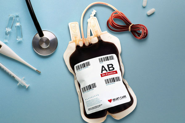 Blood Bag Label Mockup with Medical Supplies Around FREE PSD