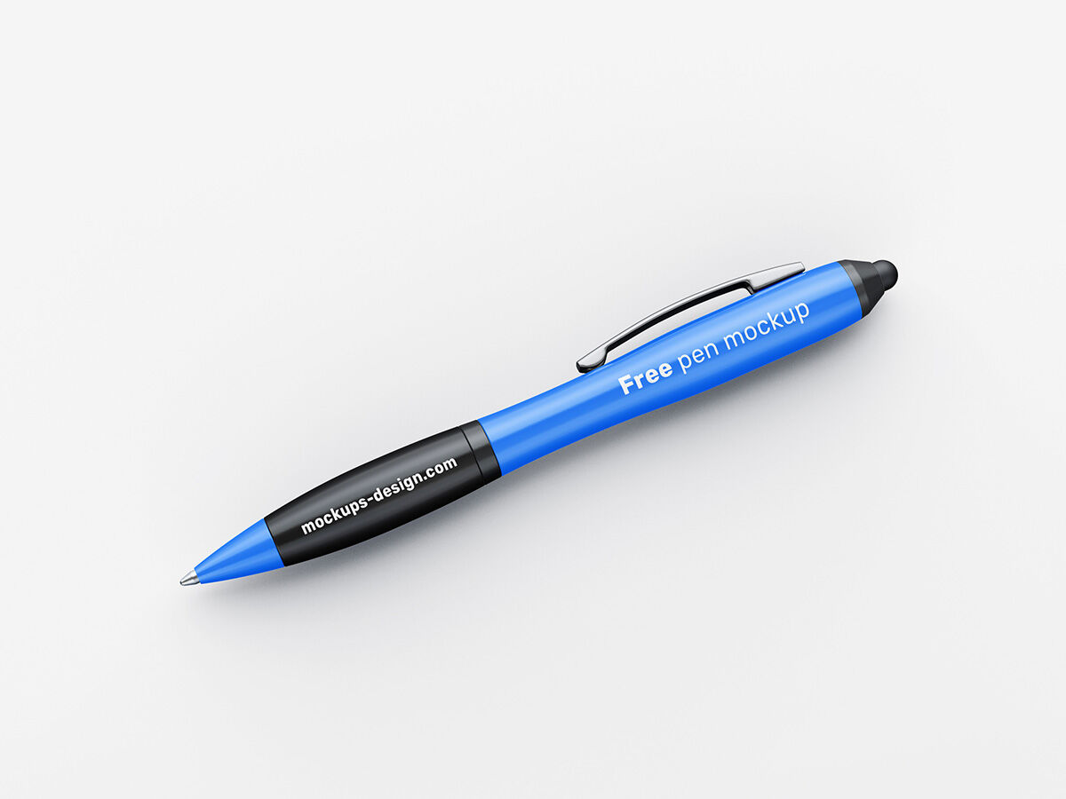 Blue Pen Mockup In A Different Angle FREE PSD