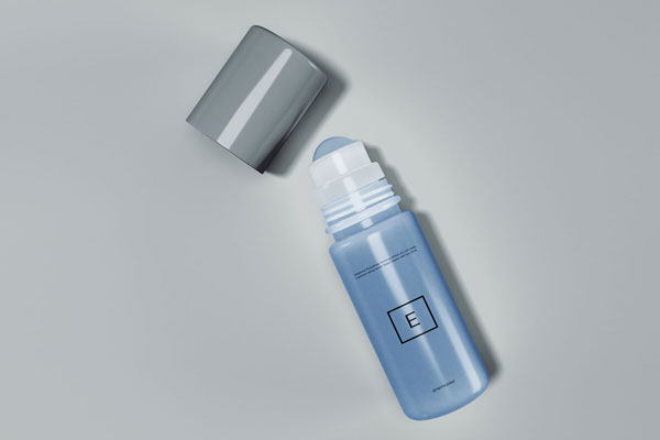 Blue Rollerball Bottle Perfume with it's Cap Mockup FREE PSD