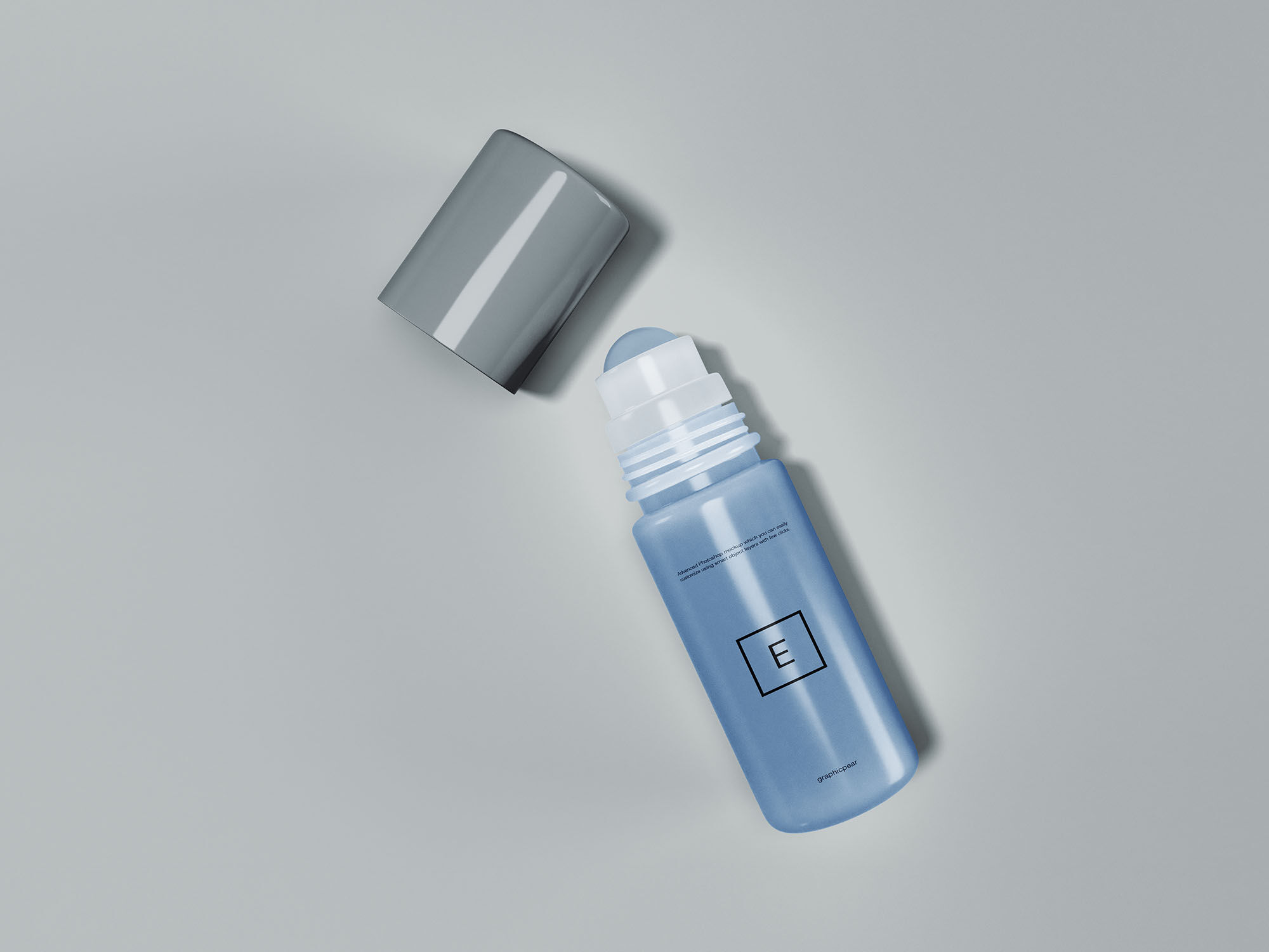Blue Rollerball Bottle Perfume with it's Cap Mockup FREE PSD
