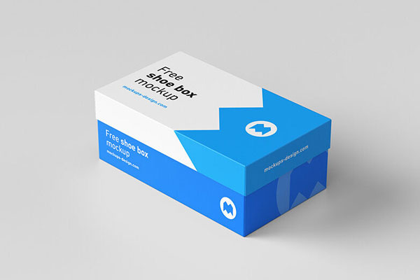 Blue Shoe Box Mockup on a White Background Free Download | Resource Boy