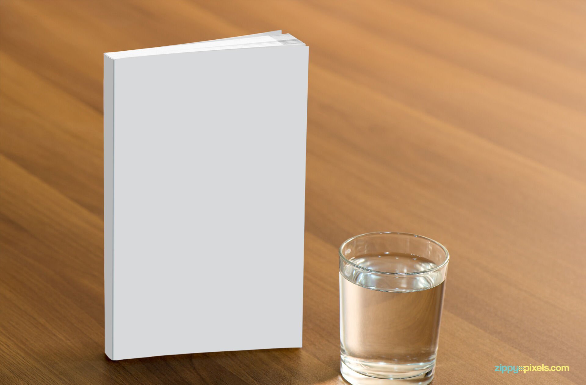 Book Cover Mockup With A Glass Of Water FREE PSD