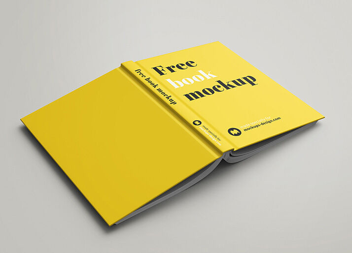 Book Mockup with customizable background and 7 shots FREE PSD