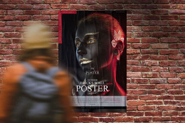 Brick Wall Poster Mockup FREE PSD