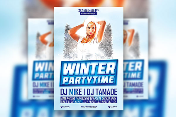 Bright Winter Party Flyer Template FREE PSD